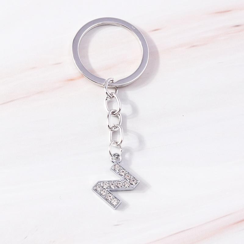 Fashion Charms 26 English Letters A-Z Alphabet Keychain Crystal Rhinestones Alloy Key Rings Gift for Handbag Jewelry DIY
