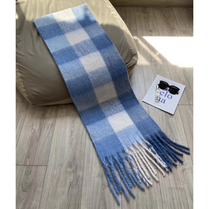 Autumn and Winter New European and American Ac Plaid Scarf Women's Fashion Contrasting Color Warm Couple Student Scarf Thickened Shawl