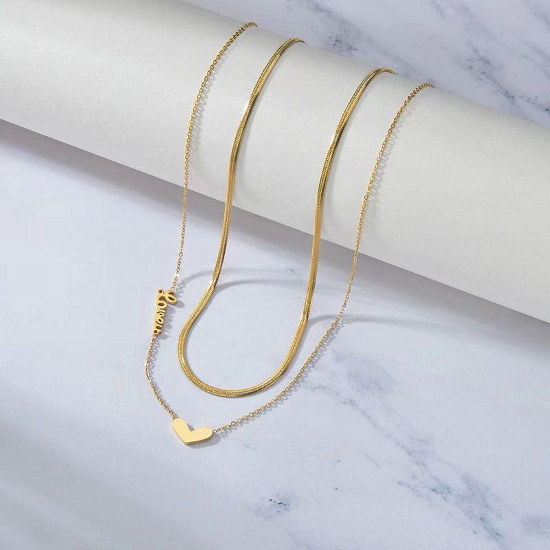 Титановая сталь Дизайн Sense Of Love Love Двухслойное ожерелье Женский бренд Простая универсальная ключичная цепочка
