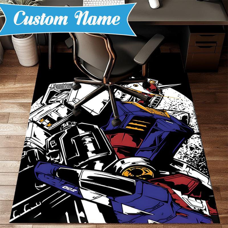 Custom Name Robotic Warrior Adventure Rug for Living Room, Game Rooms, Office, Bedroom, Floor Mat Playful Design, fan gifts Christmas decor