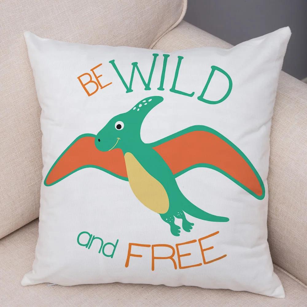 Милая наволочка на подушку с динозавром юрского периода, декоративная мультяшная наволочка с животным, для детской комнаты, дивана