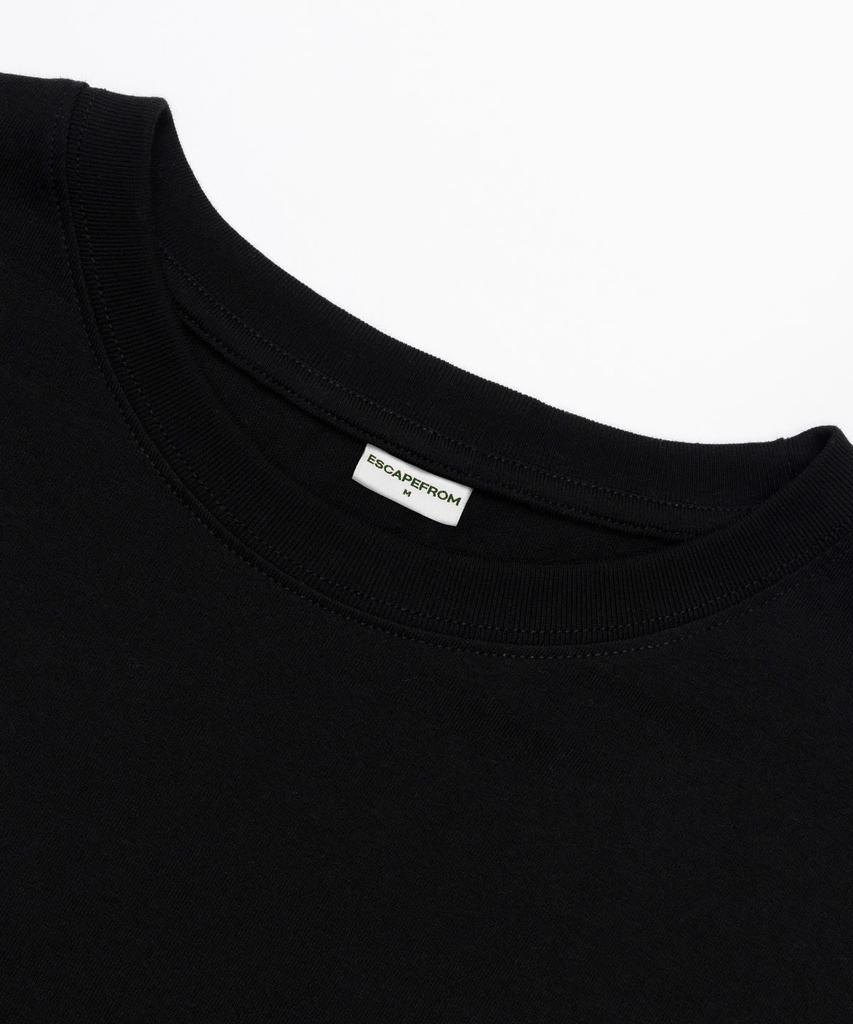 ESCAPEFROM Hip Cat Meow Print Oversized Short Sleeve T-Shirt Black