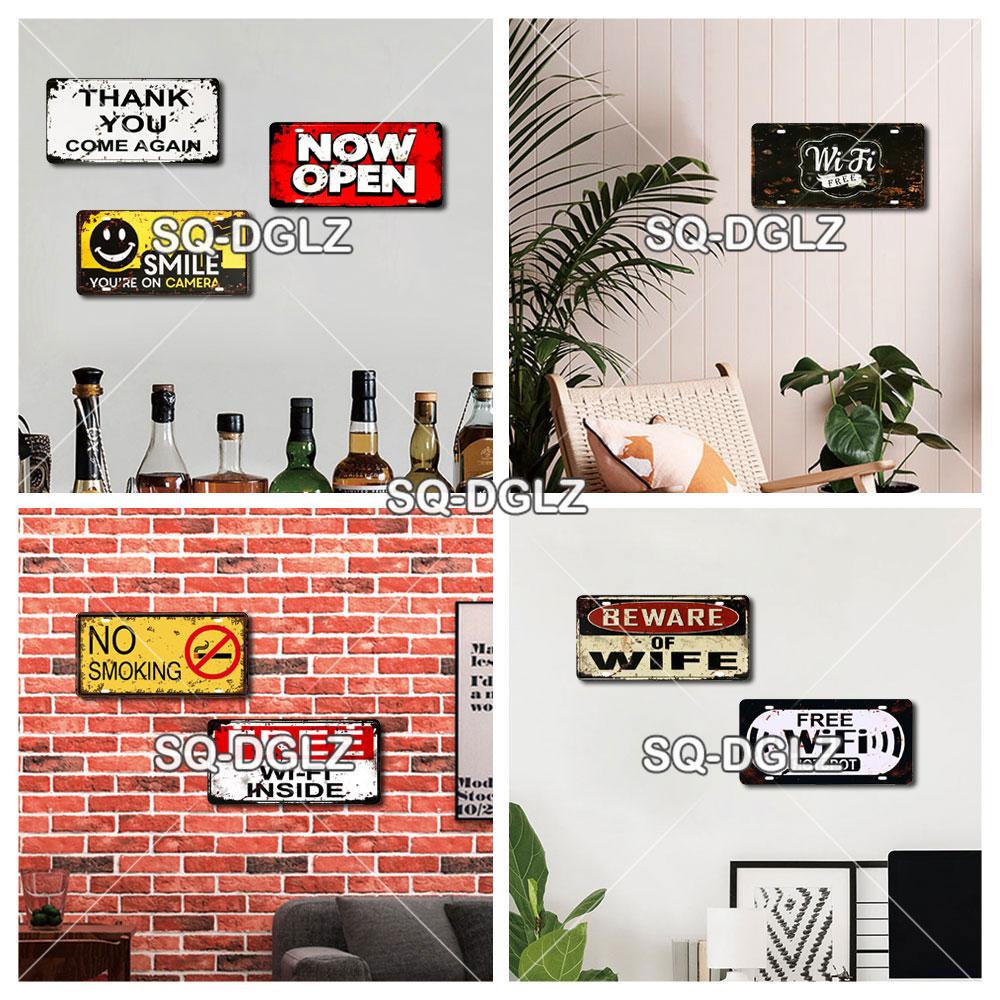 [SQ-DGLZ] Предупреждение WiFi камера номерной знак жестяная вывеска магазин бар украшения стены металлический знак домашний декор живопись таблички художественный постер