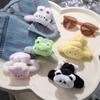Rabbit Plush Panda Hair Claw Doll Winter Cross Hair Clip Cute Animal Shark Clip  Ladies/Girls