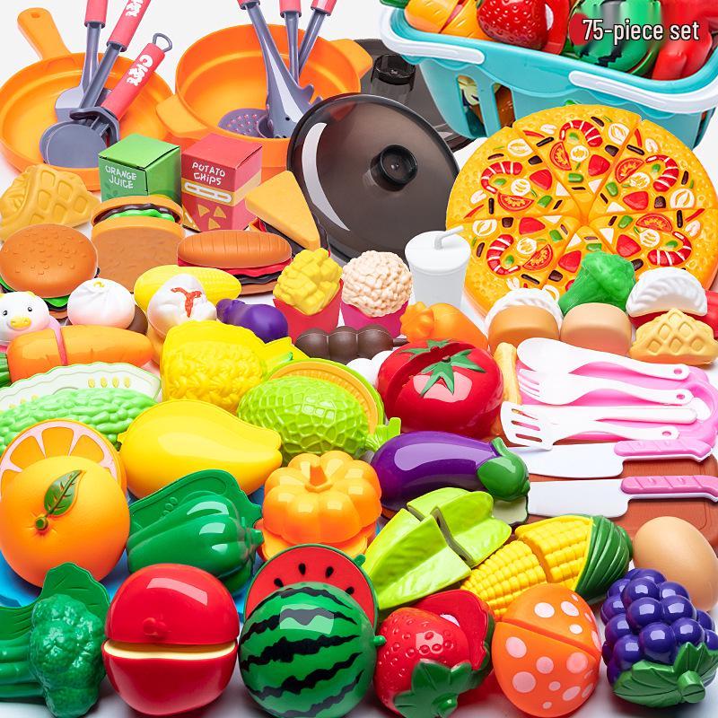 Fun Pretend Play Cut Toy Set - Kids Kitchen Vegetables & Fruits