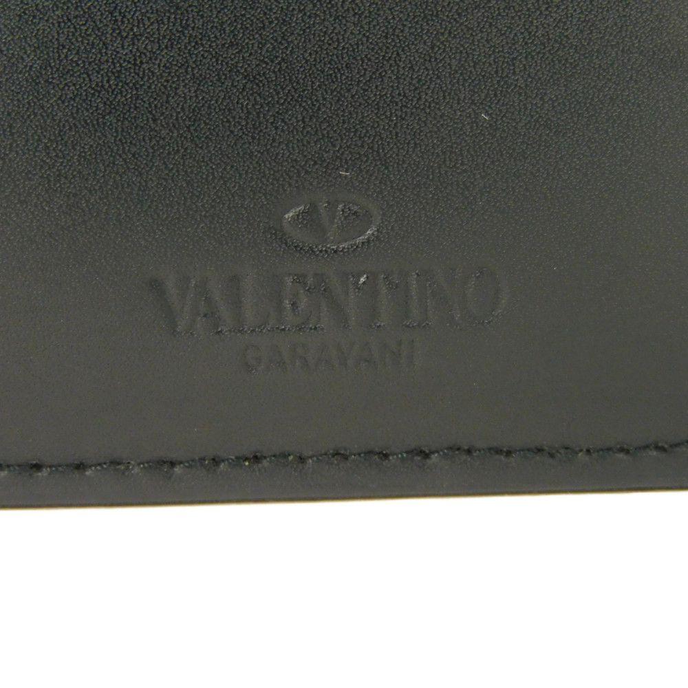 Used 8901 VLTN Logo Card Holder 2Y2P0576LVN 7946 Smooth Calfskin White Pass Case/Business Card Holder/Pass Case Black