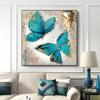 Абстрактная синяя золотая бабочка, картина маслом на холсте, современные настенные художественные постеры, принты для гостиной, домашний декор, картинки Cuadros