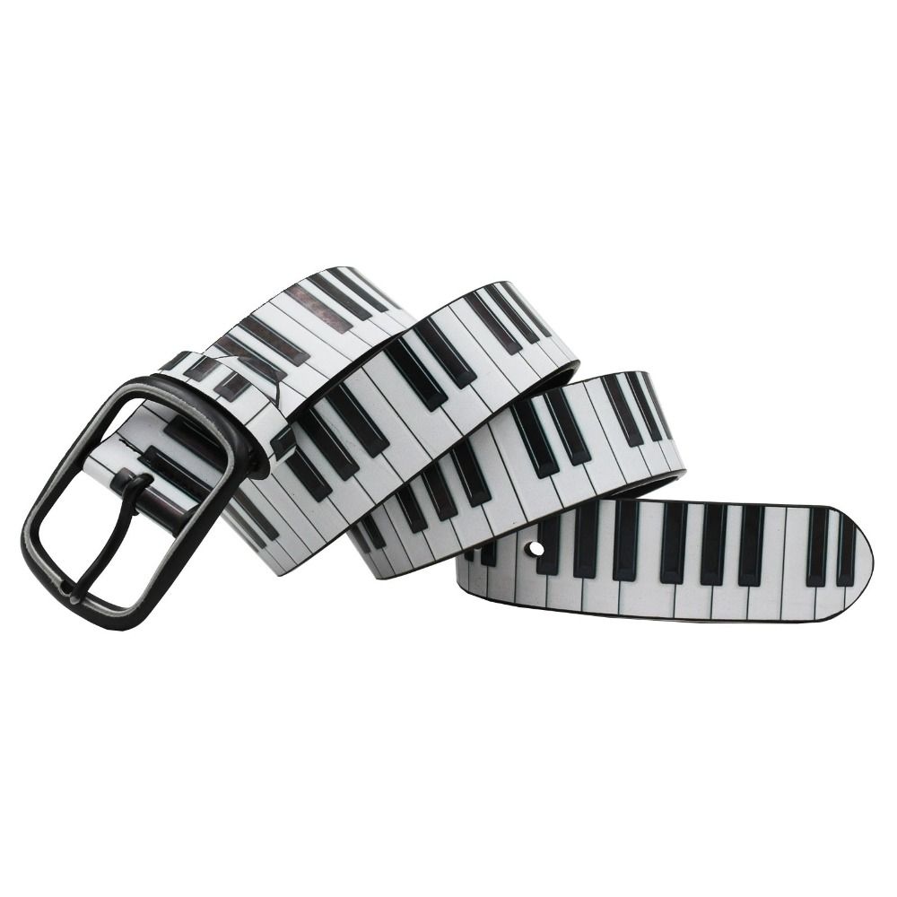 Luxury Design PU Waist Belt Musical Note Pattern Jeans Pants Belt for Music Lovers Men Women