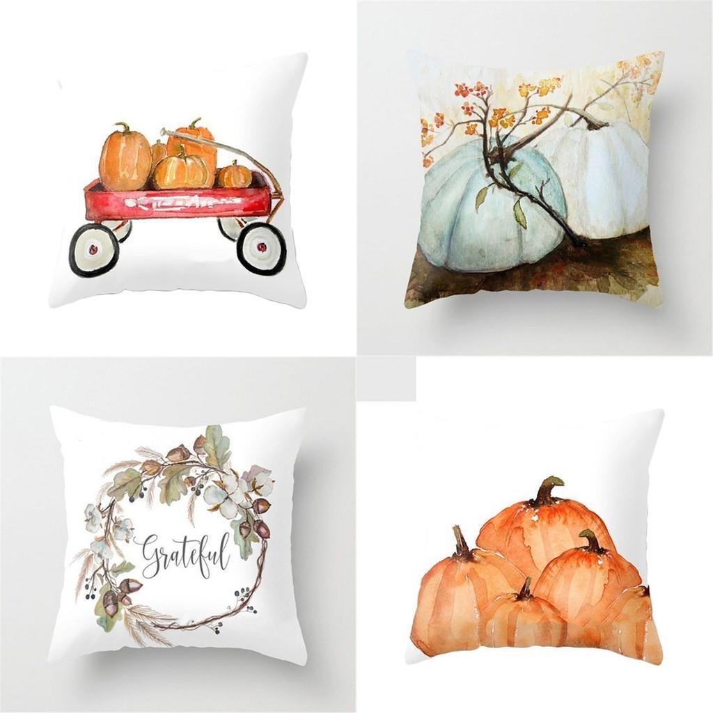 Classic Watercolor Pumpkin Cushion Cover Pillow Case For Timeless Halloween And Thanksgiving Decor