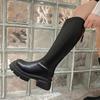 Small Long Boots for Women, New V-mouth White Casual High Tube Thick-soled Thick Heels But Knee Knight Boots