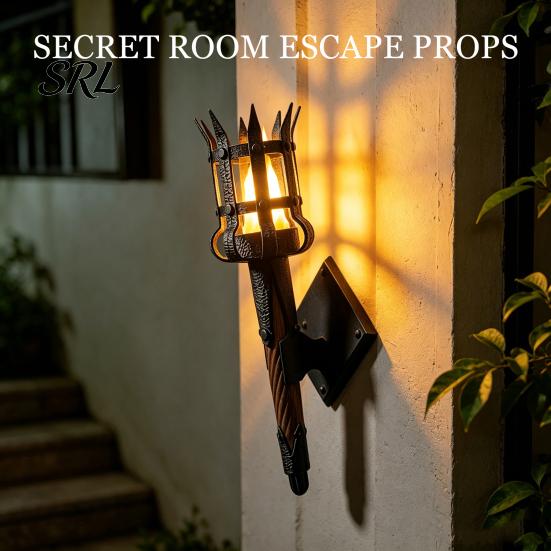 Decorative Wall Mounted Torch Medieval Lamp, LED Handheld Light, Retro Realistic Theme Party Decor Flame Light for Halloween Decor, Mardi Gras Secret
