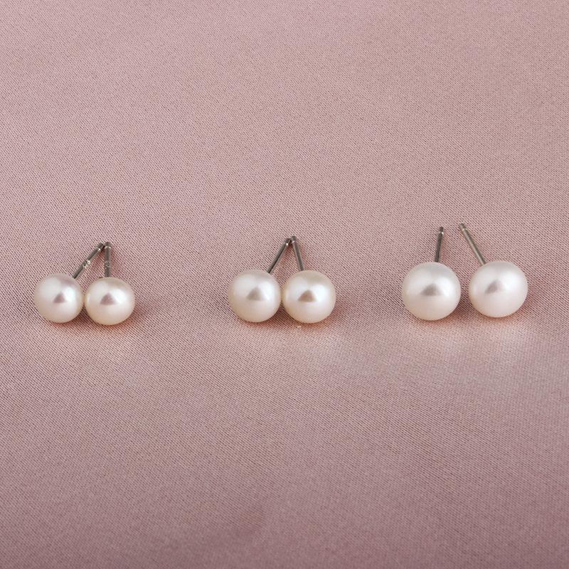 Серьги-пусеты из стерлингового серебра 925 пробы с пресноводным жемчугом - Модная бижутерия в корейском стиле для Рождества