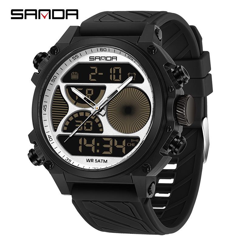 SANDA Multi-Function Student Electronic Watch: Luminous, Waterproof, Dual Display for Outdoor Sports