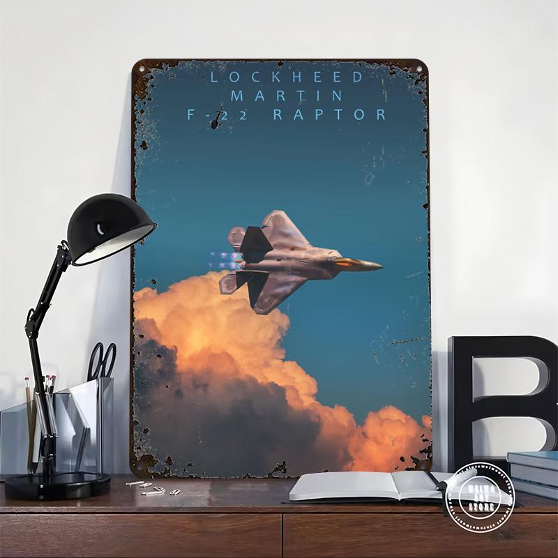 F22 Rapter Lockheed Martin Металлический постер Настраиваемое настенное искусство Ретро Винтажные Жестяные таблички для Мужской пещеры Украшение спальни Игры