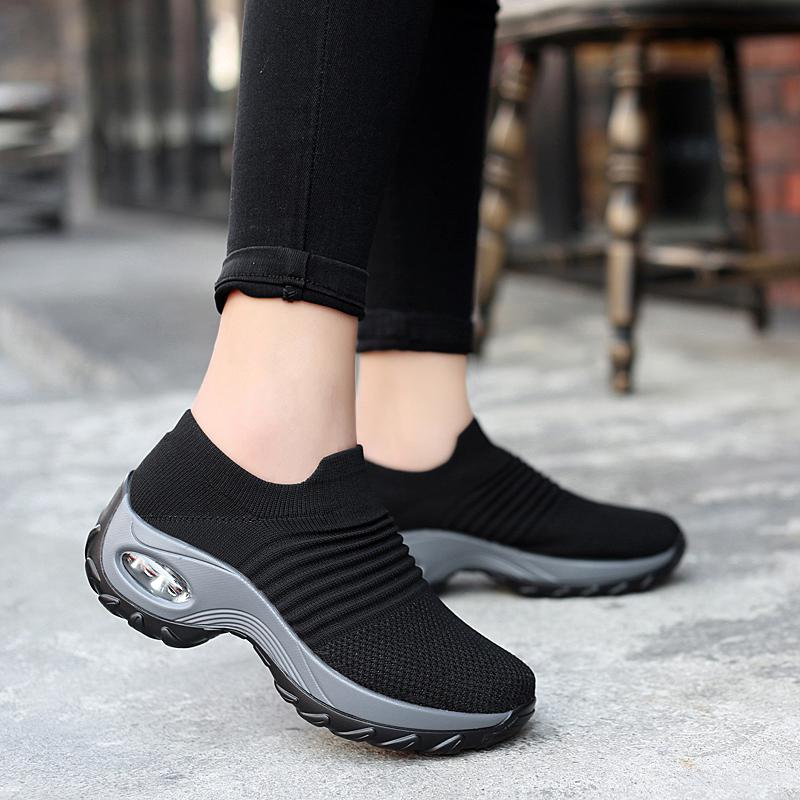Fashion Women Casual Sneakers Mesh Platform Slip-on Air Cushion Sport Shake Shoes