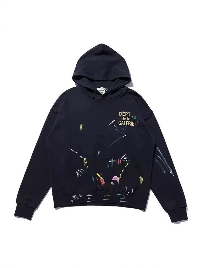 GALLERY DEPT Ink Splatter Graffiti Unisex Cotton Hoodie Set - Autumn Loose Fit
