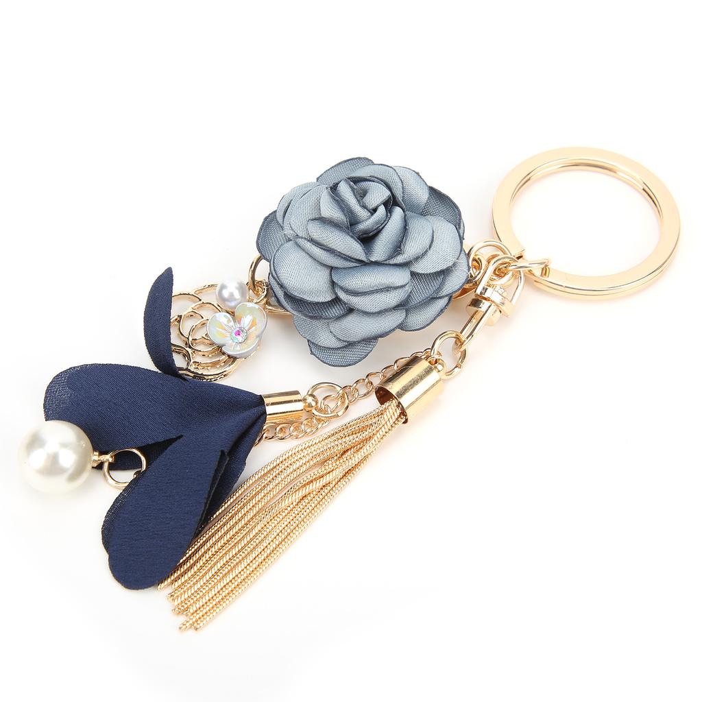 Keychain Zinc Alloy Flower Tassel Pearl Decoration Hook Key Pendant DIY Gift Supplies
