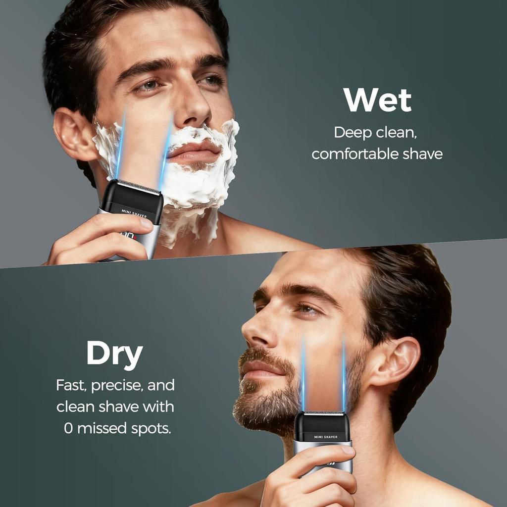 Электробритвы для мужчин для лица, карманная бритва USB мини-бритвы, электрические сеточные бритвы с Type C перезаряжаемые и LED-дисплеем, IPX7 водонепроницаемые
