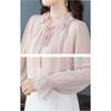 Весенне-осенняя новая элегантная шифоновая рубашка с воротником-лепестком, бандажный топ, женская мода, универсальные блузки с длинными рукавами, офисная одежда Y2k