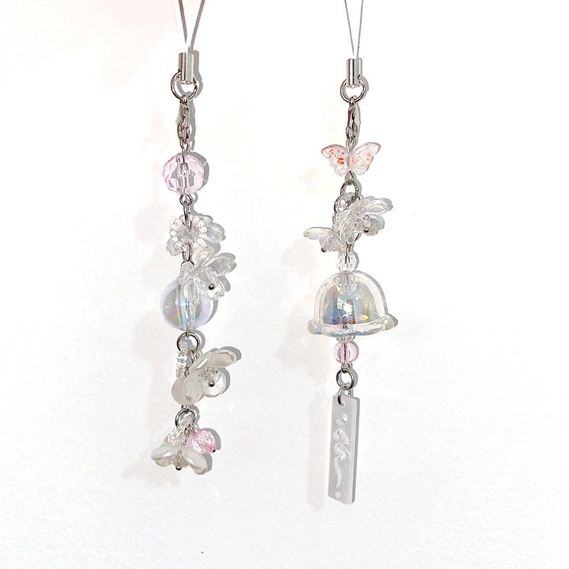 Y2K сладкий цветок бисерный подвеска в виде колокольчика милый телефонный брелок для ключей женская сумка подвеска украшение подарки