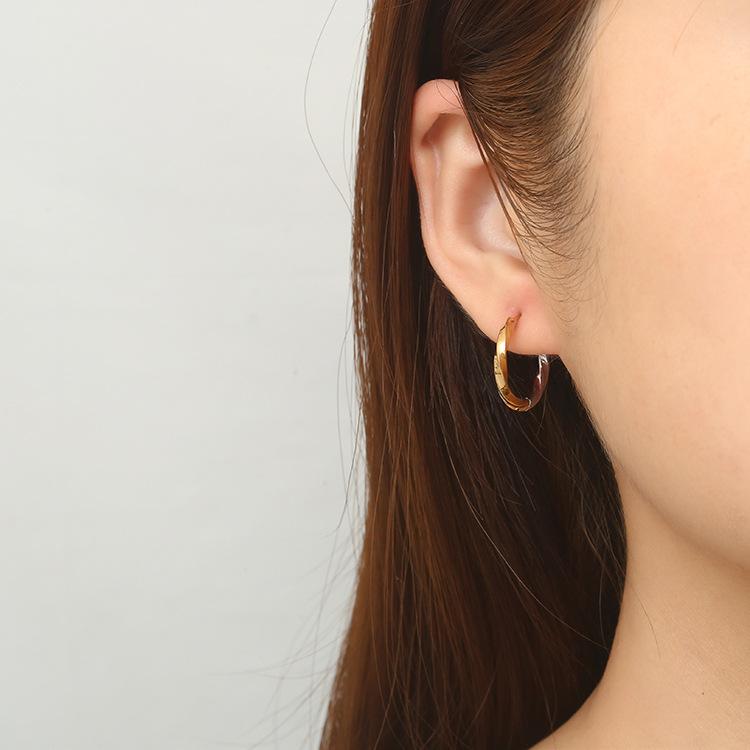 Круглая пряжка для ушей, нержавеющая сталь, двухцветный узор витой нити, простой темперамент, серьги унисекс