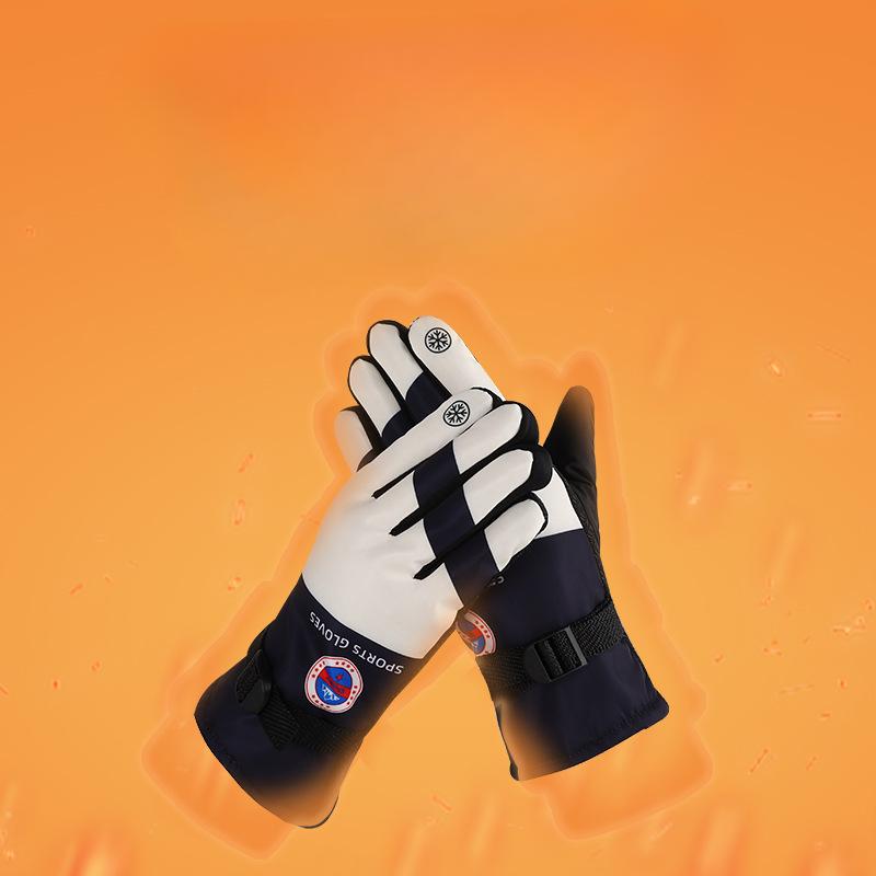 Теплые перчатки для занятий спортом на открытом воздухе Зимнее тепло для катания на лыжах Флисовые Утепленные Водонепроницаемые Перчатки для велоспорта на открытом воздухе Ветрозащитные и Морозостойкие