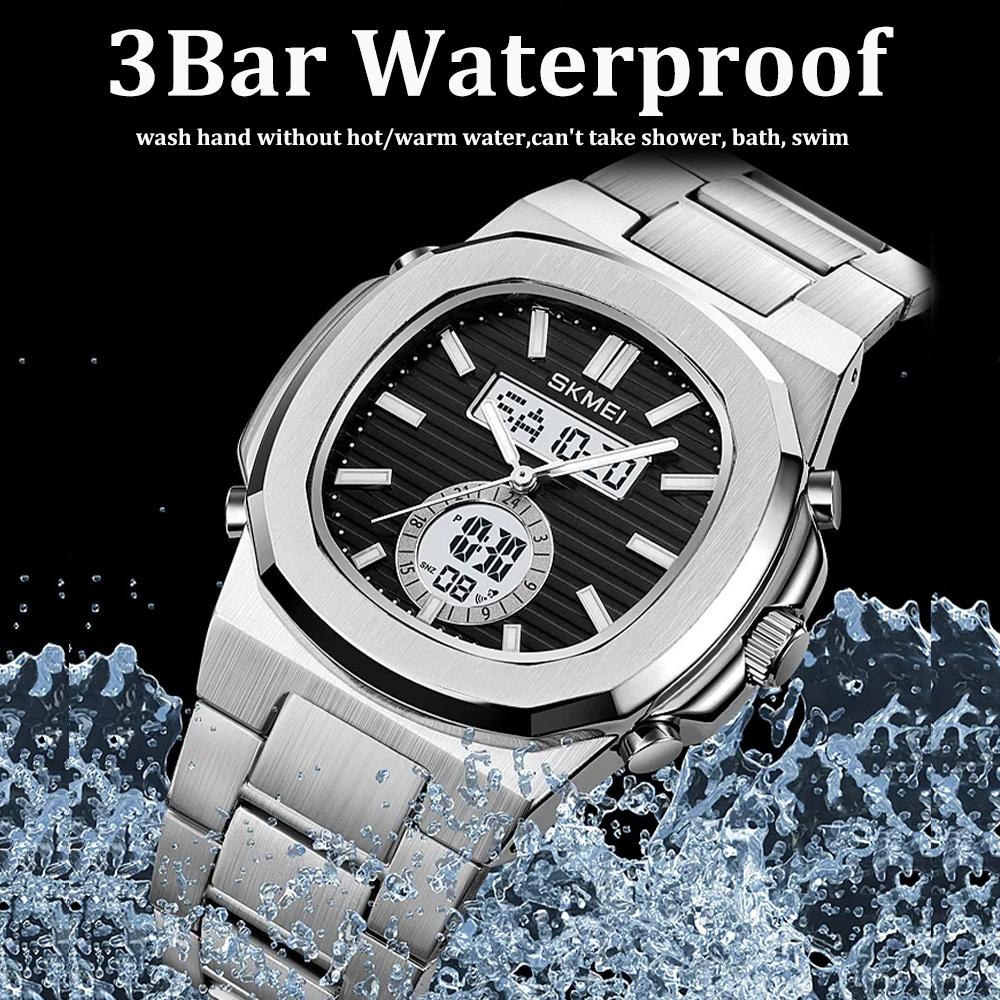 Модные повседневные деловые кварцевые часы с подсветкой и датой, водонепроницаемые наручные часы с цифровым дисплеем Relogio Masculino, мужские часы с будильником