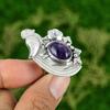 Natural African Amethyst 925 Silver Promise Bird Adjustable Ring For Girls