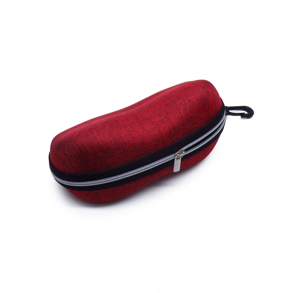 Peanut Shape Linen EVA Hard Eyeglass Case Impact Resistant Portable Sunglasses Storage With Carabiner Hook For Most Eyeglasses