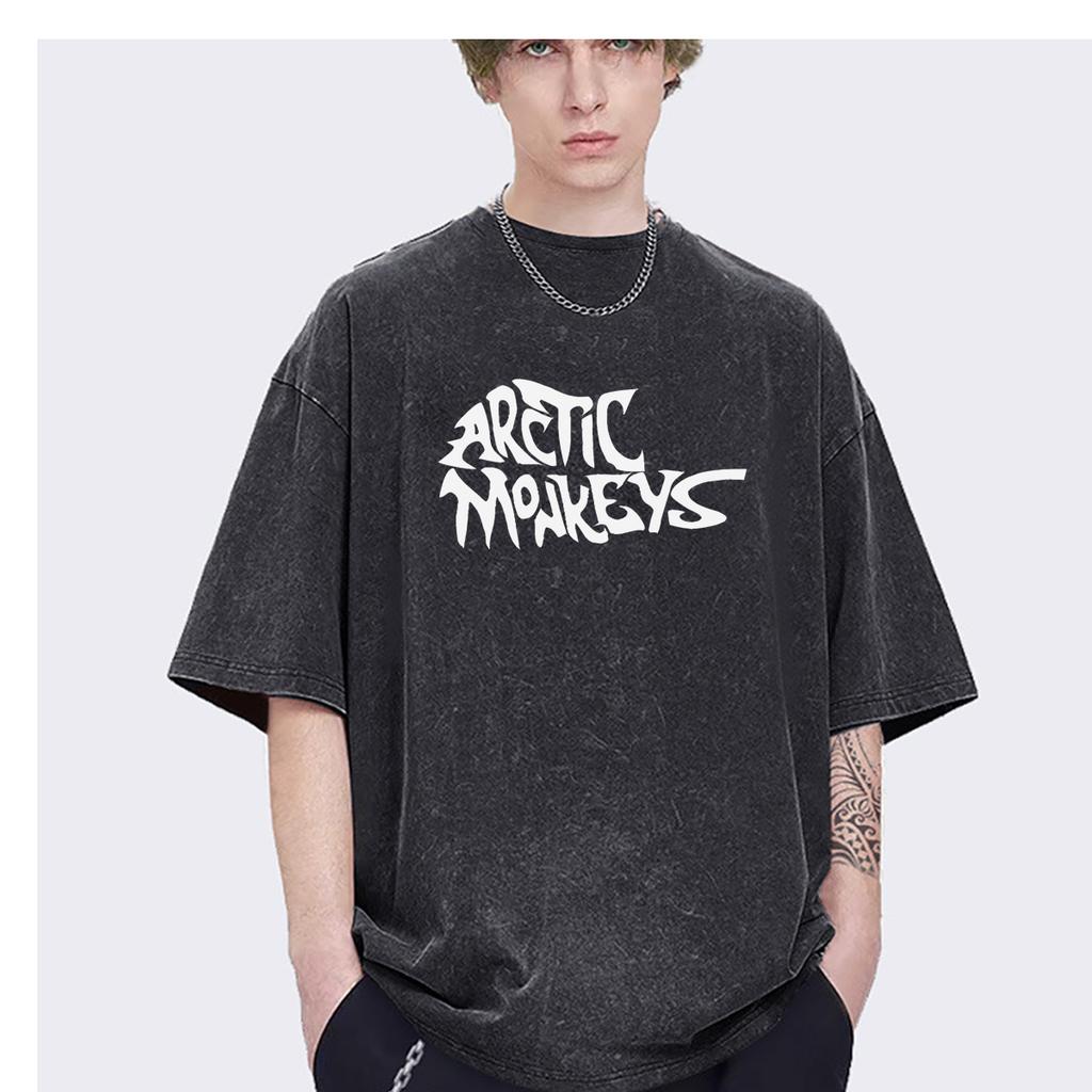 Rapper Retro Rock Arctic Monkeys Music Album Graphic Oversized Ins Mens T-shirt Casual Vintage Washed Cotton