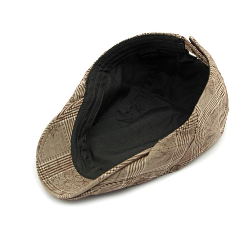 Весенняя шляпа Осенний берет Британская винтажная шляпа художника Печатная клетчатая кепка с козырьком для мужчин