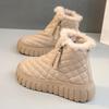 Womens Ankle Snow Boots Winter 2025 Platform Chunky Booties Shoes for Women On Promotion Lamb Work Spring Autumn Padded Y2k Pu