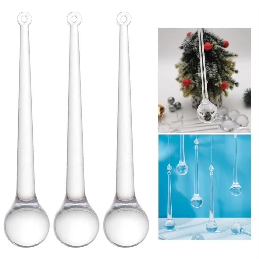 10pcs Clear Teardrop Hanging Ornaments Teardrop Shape Raindrop Pendants Christmas Tree Decor