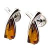 [P3321] - Cognac Amber 'Inspiration' Silver Earrings (rhodium-plated)