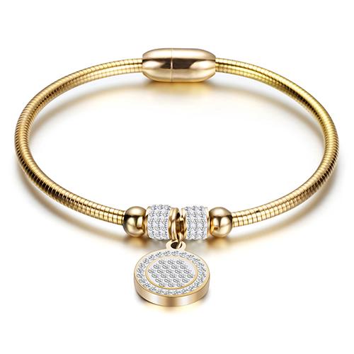 Women's Crystal Bead Bracelet Snake Chain Strap Pendant Stainless Steel Bracelet Women's Wedding Jewelry
