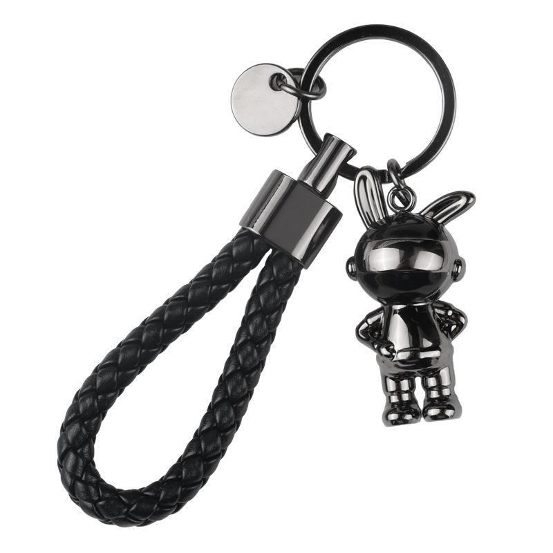 Light luxury woven rope car keychain, astronaut bunny jewelry key chain, cute pendant pendant for men and women