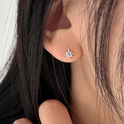 Warmrecord Серебро925 Как Звезда Белый&Топаз Серьга_E291