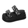 Fashion 9cm Synthetic Slip On Platform Wedge Fashion Sandal Bling Women ROME Peep Toe 2024 Pumps New Summer Slippers Fashion Flip Flops