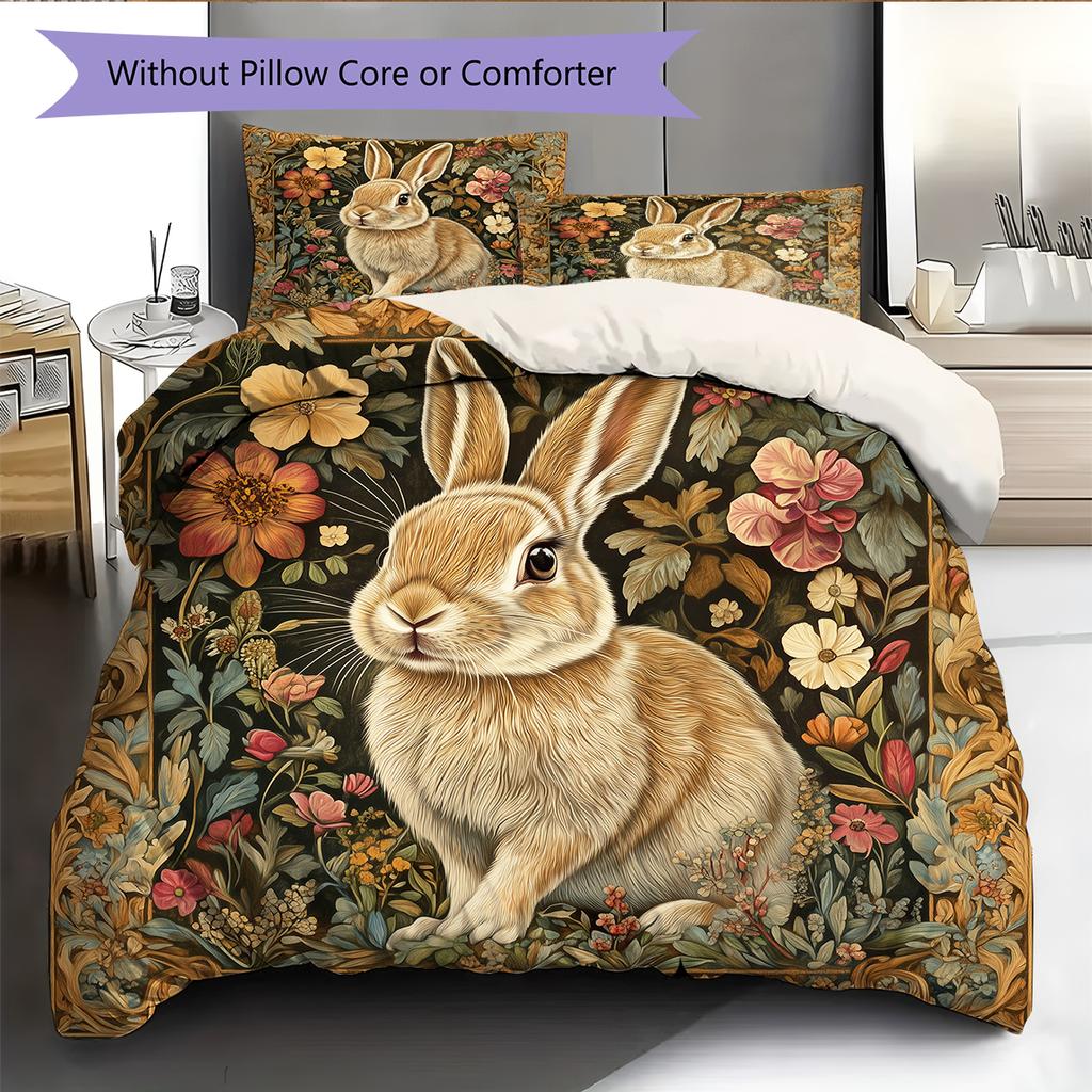 Beautiful Rabbit Pattern Bedding Home Decoration Birthday Gift (1 * duvet cover + 2 * pillowcase, without core)