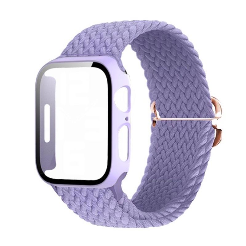 Стеклянный корпус плетеный ремешок Solo Loop для Apple Watch 45/44 41 40 мм 42 мм 38 мм эластичный браслет для Iwatch Series 8 Se 7 6 5 4 3
