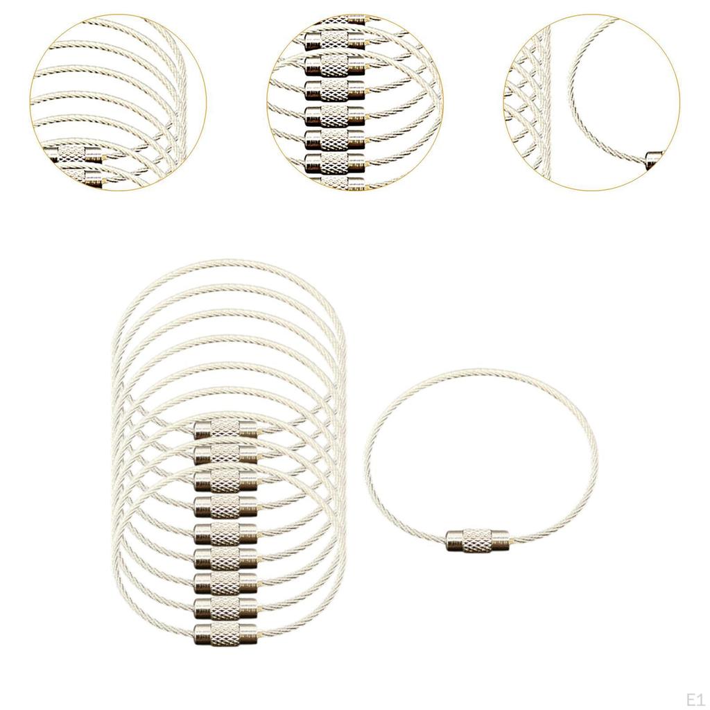 10Pcs Wire Keychain Cable Rings Steel Multifunctional for Keys