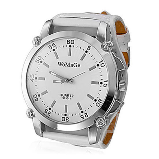Мужские часы Womage, новый дизайн, модные кварцевые повседневные кожаные женские часы с монохромным циферблатом