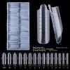 150pcs Coffin Shape Sandwich Nail Forms Natural Clear No-Trace Nail Art Tips Almond Shape Clear Extension Nail Tips