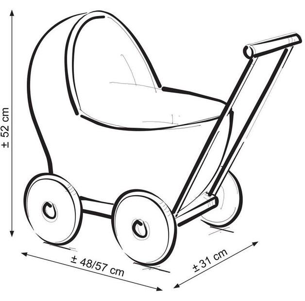 Коляска для кукол Sweet Baby Плетеная с белой постелью и мягкой выстилкой Натуральный