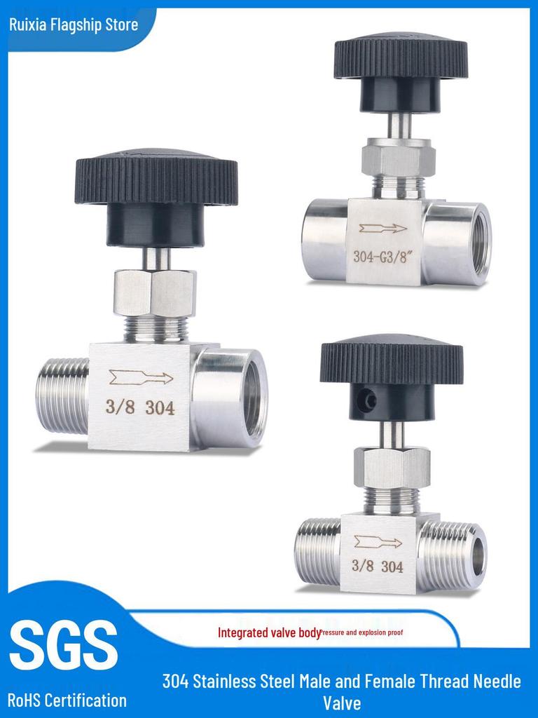 304 Stainless Steel High-Pressure Needle Valve, Male/Female Thread, Shut-off & Flow Control, 1/4 & 1/2 Inch