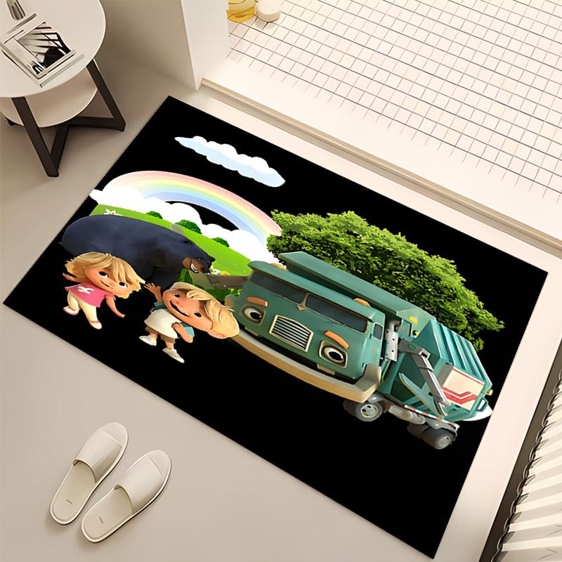 1pc Trash Truck Print Area Rug - Soft, Washable Non-Slip Indoor Mat, Living Room, Home Office Decorative Rug,Office Decorative