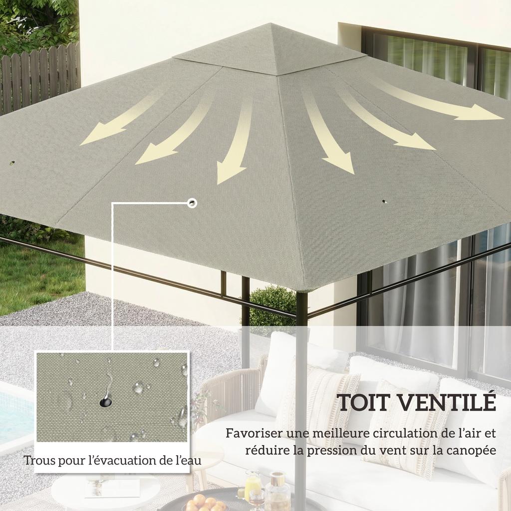 Replacement canopy for pavilion gazebo tent replacement roof garden gazebo polyester 180 g/m² 3 x 3 m grey