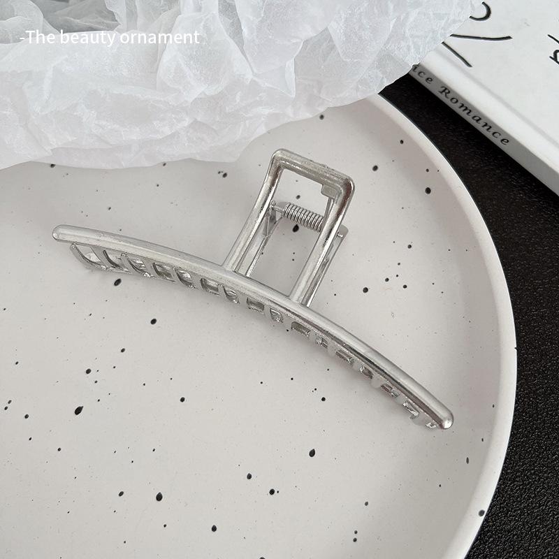 Большая металлическая заколка-акула серебристого цвета для густых волос - Женский аксессуар для волос