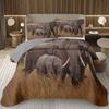 Elephant Bedspread Twin Queen King Size African Safari Animal Theme Quilt Set Jungle Wildlife Coverlet Set with 1/2 Pillowcase