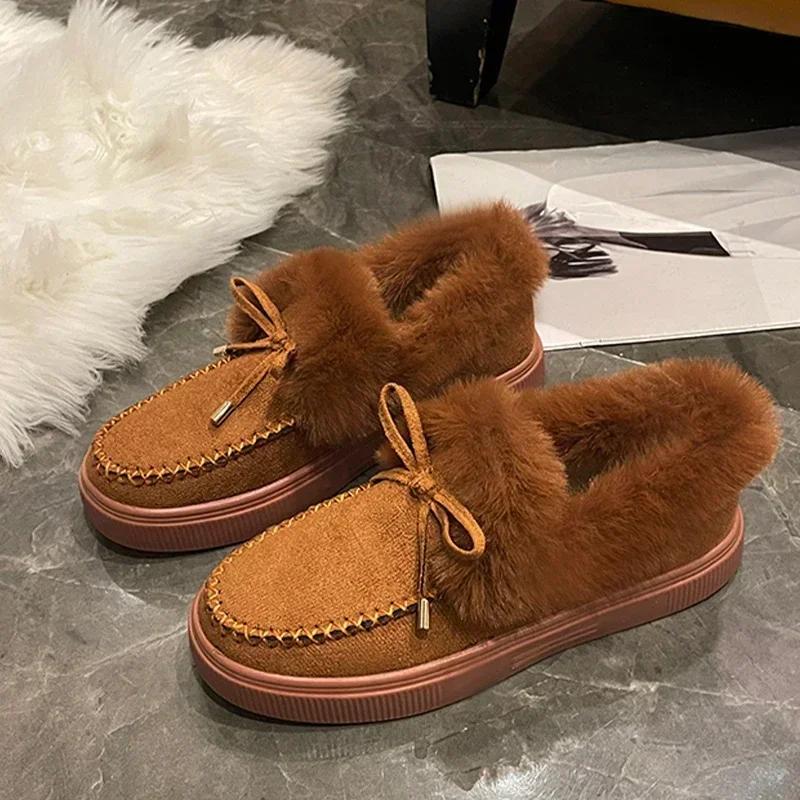 Модные леопардовые снежные пушистые сапоги женские зимние теплые хлопковые туфли 2024 модные ботильоны на платформе с плоской подошвой короткие плюшевые замшевые ботинки женские